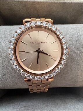 Michael Kors Darci Rose Gold Crystal Bezel Watch